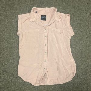 Jachs Girlfriend New York, Short Sleeve Button Up, Salmon Pink, Small